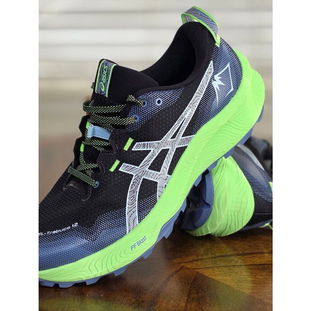 Asics GEL-Trabuco 12 Trail Running Men's Shoes Black Green 10.5 Grip 1011B799